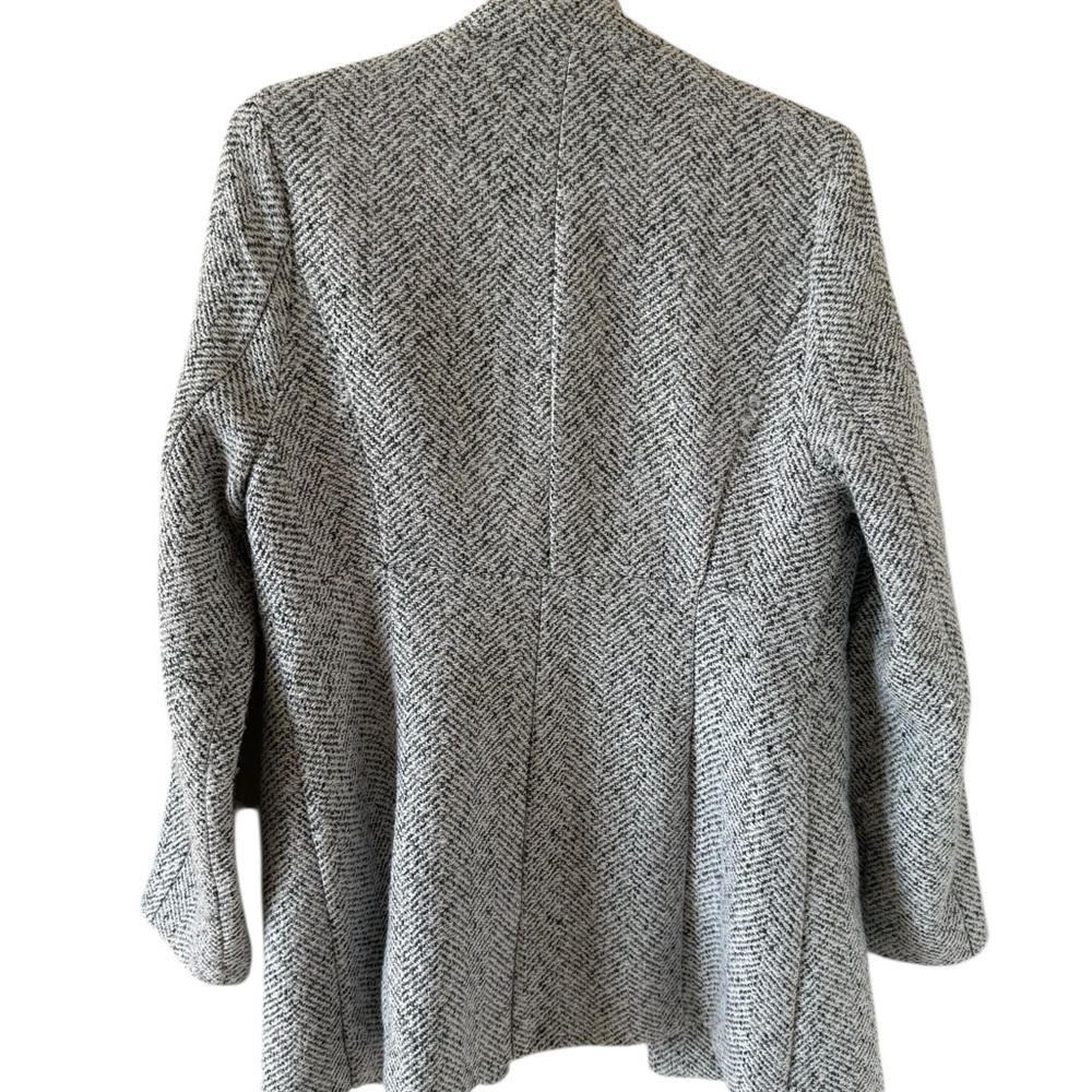 Vici Herringbone Blazer Coat Women’s M Grey Tweed Belted Jacket Chic Workwear - Picture 2 of 7